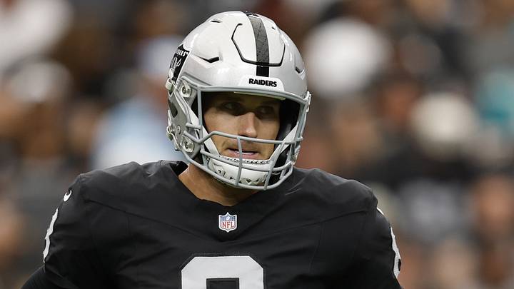 Sep 13, 2026; Paradise, Nevada, USA; Las Vegas Raiders quarterback Kirk Cousins (8) looks on in the first quarter against the Miami Dolphins at Allegiant Stadium. Mandatory Credit: David Brytus-Imagn Images Sep 13, 2026; Paradise, Nevada, USA; Las Vegas Raiders quarterback Kirk Cousins (8) looks on in the first quarter against the Miami Dolphins at Allegiant Stadium. Mandatory Credit: David Brytus-Imagn Images