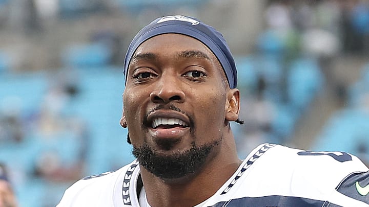 DeMarcus Lawrence of the Seattle Seahawks smiles