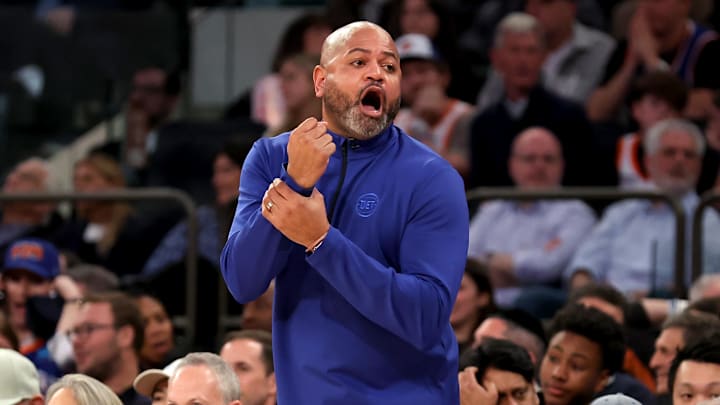 Detroit Pistons head coach J.B. Bickerstaff coaches against the New York Knicks during the third quarter of game two Detroit Pistons head coach J.B. Bickerstaff coaches against the New York Knicks during the third quarter of game two