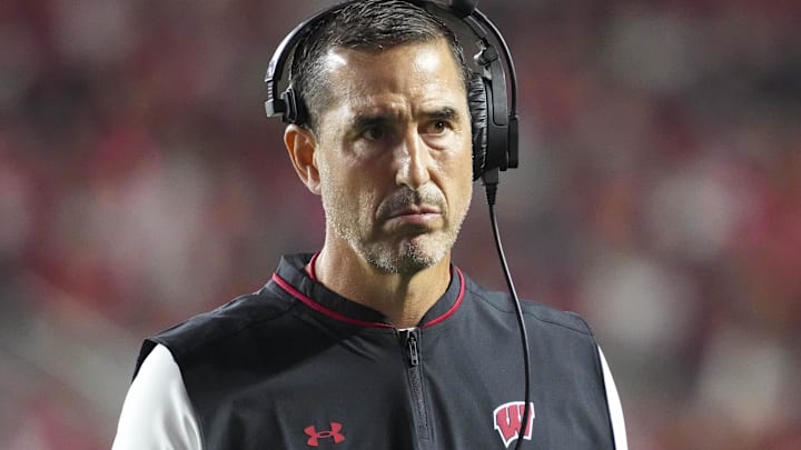 Aug 28, 2025; Madison, Wisconsin, USA; Wisconsin Badgers head coach Luke Fickell looks on during the first quarter against the Miami (OH) RedHawks at Camp Randall Stadium. Mandatory Credit: Jeff Hanisch-Imagn Images Aug 28, 2025; Madison, Wisconsin, USA; Wisconsin Badgers head coach Luke Fickell looks on during the first quarter against the Miami (OH) RedHawks at Camp Randall Stadium. Mandatory Credit: Jeff Hanisch-Imagn Images