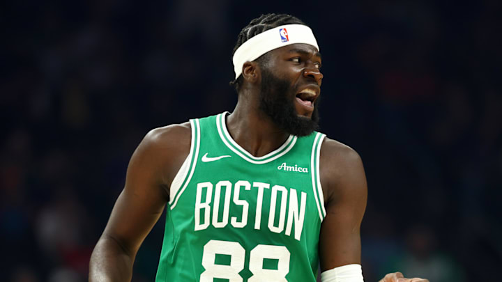 Feb 24, 2026; Phoenix, Arizona, USA; Boston Celtics center Neemias Queta (88) reacts against the Phoenix Suns in the first half at Mortgage Matchup Center. Mandatory Credit: Mark J. Rebilas-Imagn Images