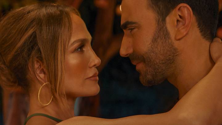 Office Romance. (L-R) Jennifer Lopez as Jackie Cruz and Brett Goldstein as Daniel Blanchflower in Office Romance
