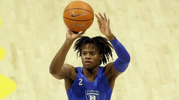 Jan 19, 2021; Pittsburgh, Pennsylvania, USA;  Duke Blue Devils guard DJ Steward (2) warms up before playing the Pittsburgh Panthers at the Petersen Events Center. Mandatory Credit: Charles LeClaire-USA TODAY Sports
