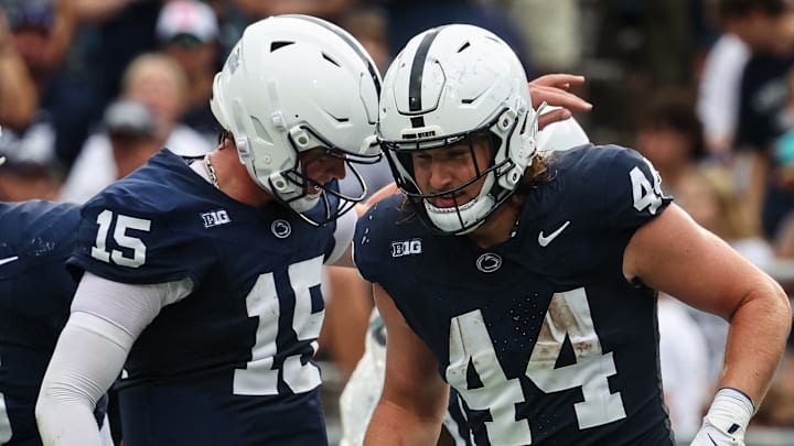 Penn State football quarterback Drew Allar and now-Indianapolis Colts tight end Tyler Warren
