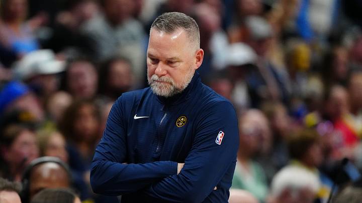 Apr 6, 2025; Denver, Colorado, USA; Denver Nuggets head coach Michael Malone during the third quarter against the Indiana Pacers at Ball Arena. Mandatory Credit: Ron Chenoy-Imagn Images Apr 6, 2025; Denver, Colorado, USA; Denver Nuggets head coach Michael Malone during the third quarter against the Indiana Pacers at Ball Arena. Mandatory Credit: Ron Chenoy-Imagn Images
