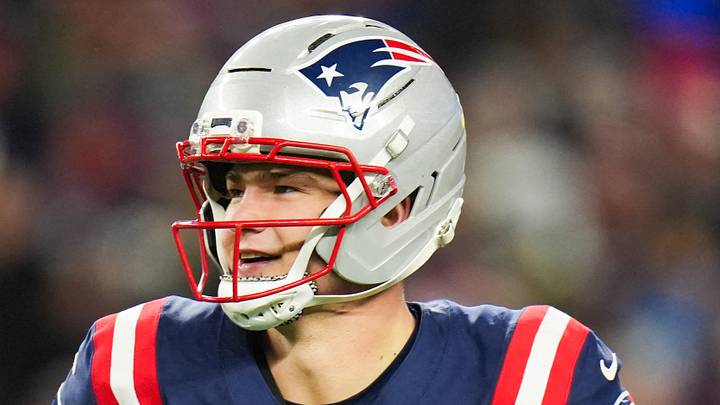 Jan 11, 2026; Foxborough, MA, USA; New England Patriots quarterback Drake Maye (10) smiles after a touchdown pass during the fourth quarter against the Los Angeles Chargers in an AFC Wild Card Round game at Gillette Stadium. Mandatory Credit: David Butler II-Imagn Images Jan 11, 2026; Foxborough, MA, USA; New England Patriots quarterback Drake Maye (10) smiles after a touchdown pass during the fourth quarter against the Los Angeles Chargers in an AFC Wild Card Round game at Gillette Stadium. Mandatory Credit: David Butler II-Imagn Images