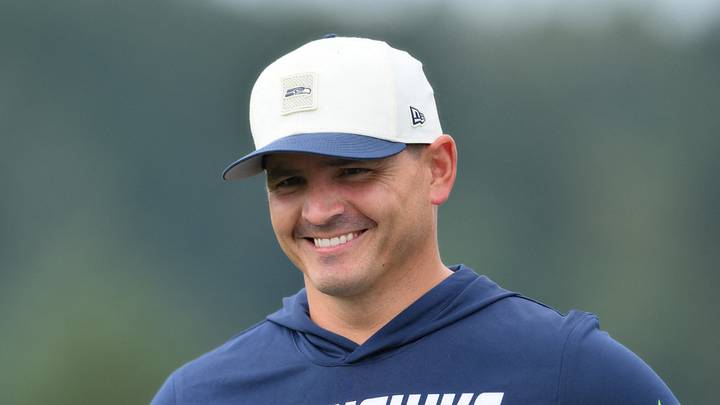 Seattle Seahawks head coach Mike MacDonald during the first training camp