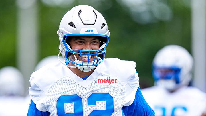 Detroit Lions defensive end Payton Turner (92) practices during minicamp Detroit Lions defensive end Payton Turner (92) practices during minicamp