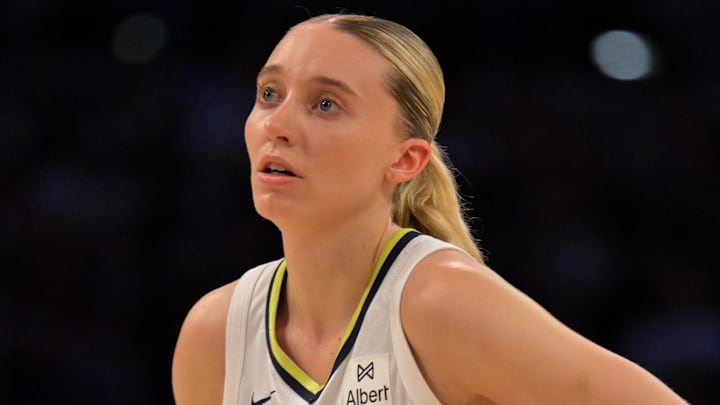 Sep 7, 2025; Los Angeles, California, USA; Dallas Wings guard Paige Bueckers (5) looks on during the first half against the Los Angeles Sparks at Crypto.com Arena. Mandatory Credit: Jayne Kamin-Oncea-Imagn Images Sep 7, 2025; Los Angeles, California, USA; Dallas Wings guard Paige Bueckers (5) looks on during the first half against the Los Angeles Sparks at Crypto.com Arena. Mandatory Credit: Jayne Kamin-Oncea-Imagn Images
