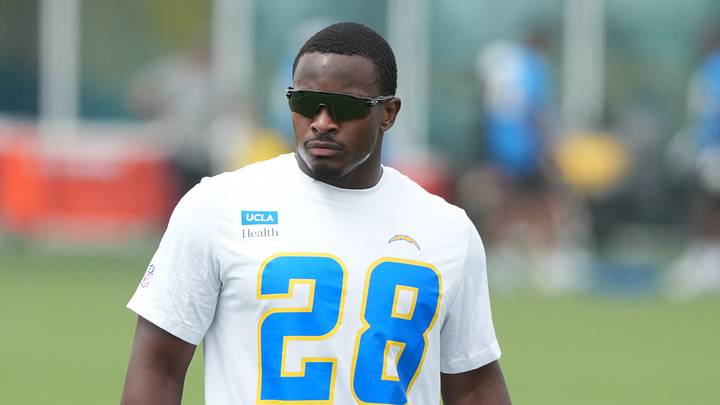 May 11, 2026; El Segundo, CA, USA; Los Angeles Chargers running back Kimani Vidal (28) during offseason workouts at The Bolt. Mandatory Credit: Kirby Lee-Imagn Images