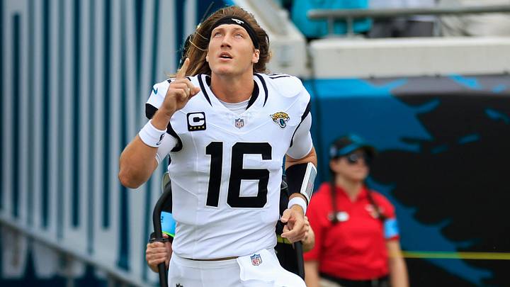 Jacksonville Jaguars quarterback Trevor Lawrence (16) is introduced before an NFL football matchup Sunday, Sept. 15, 2024 at EverBank Stadium in Jacksonville, Fla. The Browns defeated the Jaguars 18-13. [Corey Perrine/Florida Times-Union]