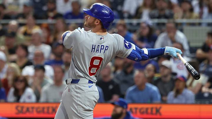 May 27, 2026; Pittsburgh, Pennsylvania, USA; Chicago Cubs left fielder Ian Happ (8) hits a three-run home run  against the Pittsburgh Pirates during the seventh inning at PNC Park. Mandatory Credit: Charles LeClaire-Imagn Images