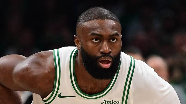 Apr 19, 2026; Boston, Massachusetts, USA; Boston Celtics guard Jaylen Brown (7) on defense in the second half during game one of the first round of the 2026 NBA Playoffs against the Philadelphia 76ers at TD Garden. Mandatory Credit: Bob DeChiara-Imagn Images