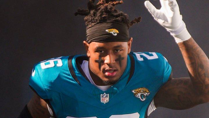Jacksonville Jaguars safety Antonio Johnson (26) enters the stadium before an NFL football game at EverBank Stadium, Sunday, Dec. 14, 2025, in Jacksonville, Fla. 