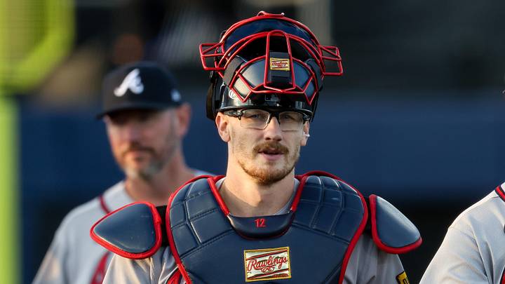 Aug 23, 2026; Williamsport, PA, USA;  Atlanta Braves starting pitcher Tyler Mahle (54) walks with catcher Sean Murphy (12) from the bullpen prior to the MLB Little League Classic game against the Milwaukee Brewers at Journey Bank Ballpark at Historic Bowman Field.  Mandatory Credit: Matthew O'Haren-Imagn Images