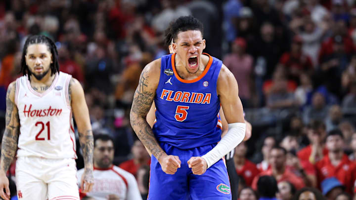 Will Richard celebrates a play during the Florida Gators' win over Houston in the national championship. 