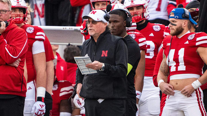 Dana Holgorsen on the Nebraska sideline during the Huskers' 2024 game against Wisconsin.