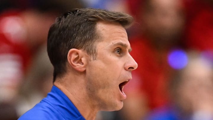 Jan 17, 2026; Stanford, California, USA; Duke Blue Devils head coach Jon Scheyer reacts against the Stanford Cardinal in the first half at Maples Pavilion. Mandatory Credit: Eakin Howard-Imagn Images