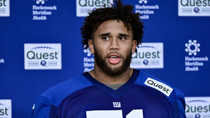 New York Giants offensive lineman Marcus Mbow  