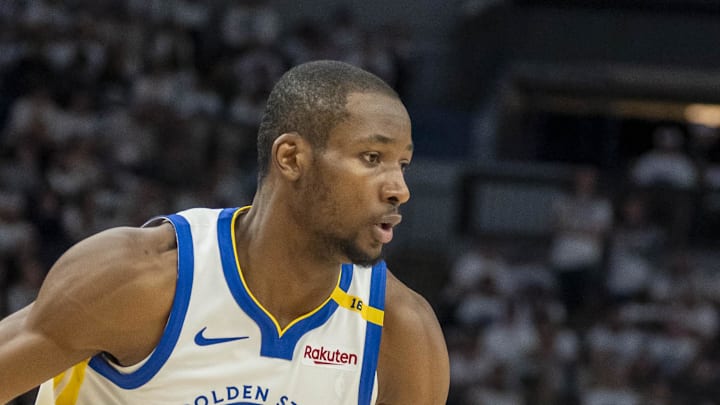 May 8, 2025; Minneapolis, Minnesota, USA; Golden State Warriors forward Jonathan Kuminga (00) dribbles the ball against the Minnesota Timberwolves in the second half during game two of the second round for the 2025 NBA Playoffs at Target Center. Mandatory Credit: Jesse Johnson-Imagn Images May 8, 2025; Minneapolis, Minnesota, USA; Golden State Warriors forward Jonathan Kuminga (00) dribbles the ball against the Minnesota Timberwolves in the second half during game two of the second round for the 2025 NBA Playoffs at Target Center. Mandatory Credit: Jesse Johnson-Imagn Images