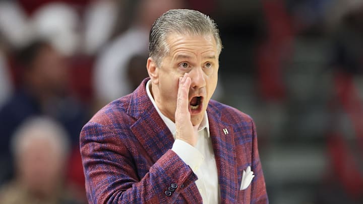 Arkansas Razorbacks coach John Calipari during the first half against the South Carolina Gamecocks at Bud Walton Arena in Fayetteville, Ark.