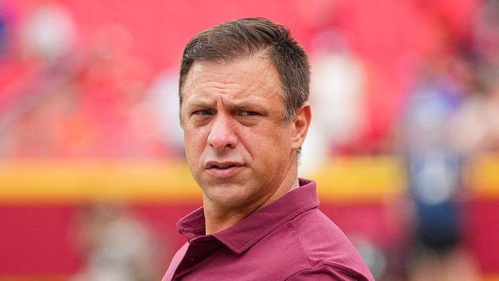 Aug 15, 2026; Kansas City, Missouri, USA; Kansas City Chiefs general manager Brett Veach watches warmups against the Los Angeles Rams prior to a pre season at Arrowhead Stadium. Mandatory Credit: Denny Medley-Imagn Images Aug 15, 2026; Kansas City, Missouri, USA; Kansas City Chiefs general manager Brett Veach watches warmups against the Los Angeles Rams prior to a pre season at Arrowhead Stadium. Mandatory Credit: Denny Medley-Imagn Images