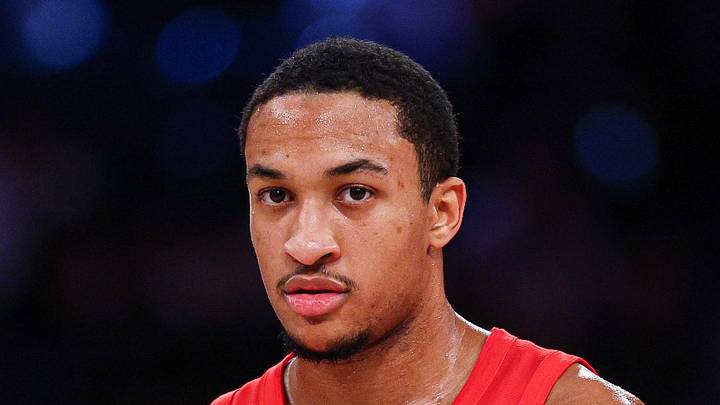 Toronto Raptors shooting guard Nimari Burnett looks up court during the second half against the New York Knicks. Toronto Raptors shooting guard Nimari Burnett looks up court during the second half against the New York Knicks.