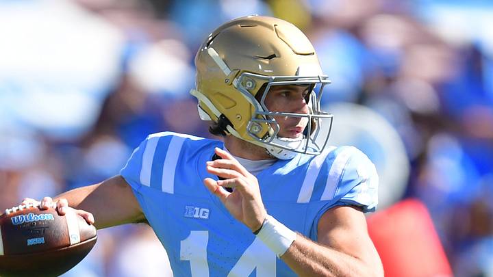 Oct 24, 2026; Pasadena, California, USA; UCLA Bruins quarterback Ty Dieffenbach (14) looks to throw against the Michigan State Spartans during the first quarter at Rose Bowl. Mandatory Credit: Gary A. Vasquez-Imagn Images Oct 24, 2026; Pasadena, California, USA; UCLA Bruins quarterback Ty Dieffenbach (14) looks to throw against the Michigan State Spartans during the first quarter at Rose Bowl. Mandatory Credit: Gary A. Vasquez-Imagn Images