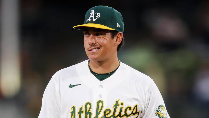 Jun 18, 2026; West Sacramento, California, USA; Athletics pitcher Gage Jump (61) walks off the mound during the seventh inning against the Los Angeles Angels at Sutter Health Park. Mandatory Credit: Sergio Estrada-Imagn Images
