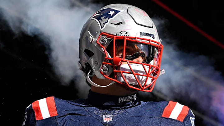 Nov 2, 2025; Foxborough, Massachusetts, USA; New England Patriots offensive tackle Will Campbell (66) walks out of the player's tunnel before a game against the Atlanta Falcons at Gillette Stadium. Mandatory Credit: Eric Canha-Imagn Images