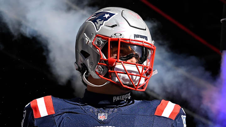 Nov 2, 2025; Foxborough, Massachusetts, USA; New England Patriots offensive tackle Will Campbell (66) walks out of the player's tunnel before a game against the Atlanta Falcons at Gillette Stadium. Mandatory Credit: Eric Canha-Imagn Images