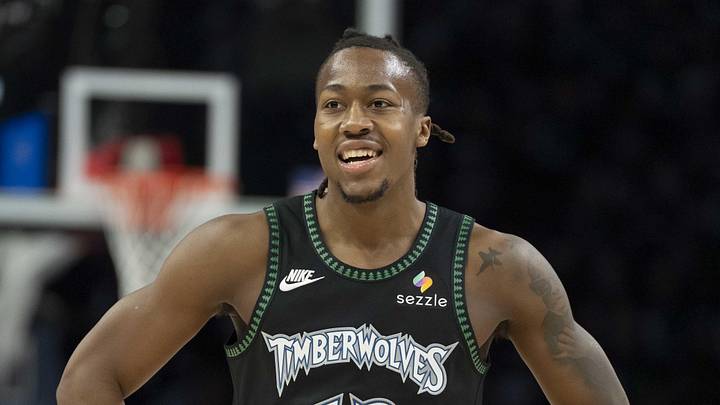May 8, 2026; Minneapolis, Minnesota, USA; Minnesota Timberwolves guard Ayo Dosunmu (13) against the San Antonio Spurs in the first half during game three of the second round of the 2026 NBA Playoffs at Target Center. Mandatory Credit: Jesse Johnson-Imagn Images