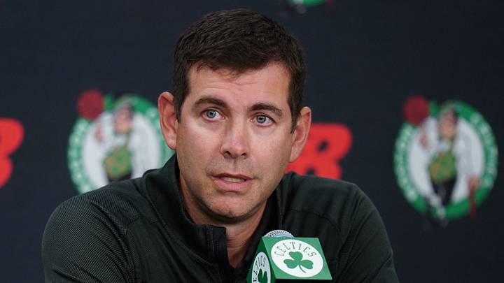 Sep 29, 2025; Boston, MA, USA; Boston Celtics president of basketball operations Brad Stevens talks to reporters during media day at the Auerbach Center. Mandatory Credit: David Butler II-Imagn Images Sep 29, 2025; Boston, MA, USA; Boston Celtics president of basketball operations Brad Stevens talks to reporters during media day at the Auerbach Center. Mandatory Credit: David Butler II-Imagn Images