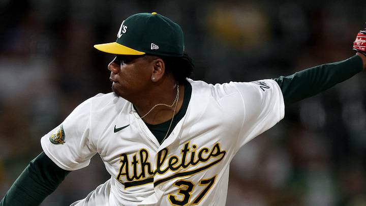 Aug 25, 2026; West Sacramento, California, USA; Athletics pitcher Elvis Alvarado (37) throws a pitch against the Minnesota Twins during the ninth inning at Sutter Health Park. Mandatory Credit: Dennis Lee-Imagn Images Aug 25, 2026; West Sacramento, California, USA; Athletics pitcher Elvis Alvarado (37) throws a pitch against the Minnesota Twins during the ninth inning at Sutter Health Park. Mandatory Credit: Dennis Lee-Imagn Images