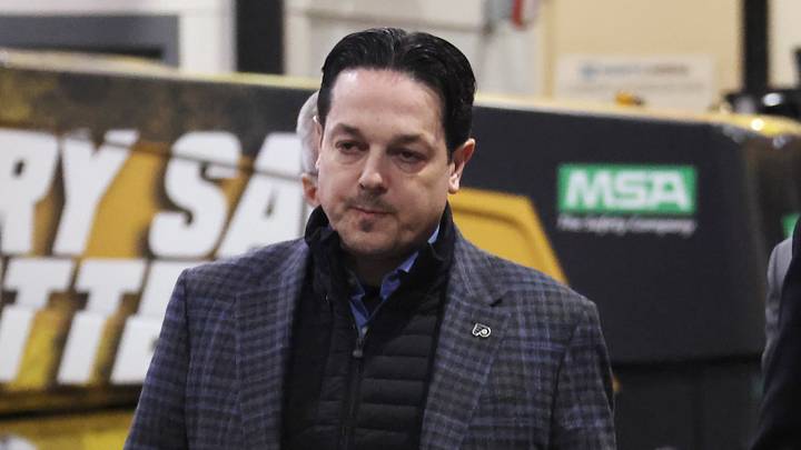 Apr 20, 2026; Pittsburgh, Pennsylvania, USA;  Philadelphia Flyers General Manager Danny Briere (left) and President of Hockey Operations Keith Jones (right) after the Flyers defeated the Pittsburgh Penguins in game two of the first round of the 2026 Stanley Cup Playoffs at PPG Paints Arena. Mandatory Credit: Charles LeClaire-Imagn Images