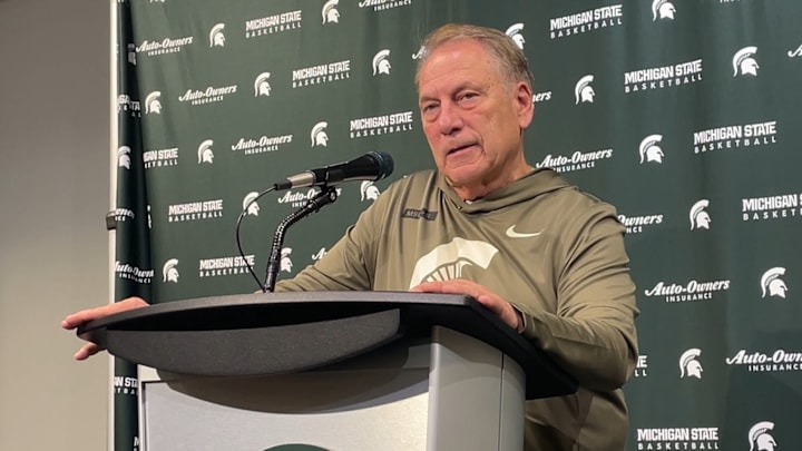 Michigan State head coach Tom Izzo speaks to the media after a 79-60 win over San Jose State on Thursday, Nov. 13, 2025.
