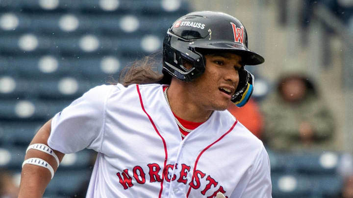 Worcester center fielder Jhostynxon Garcia runs the bases after hitting a first inning home run against the Durham Bulls May 23.