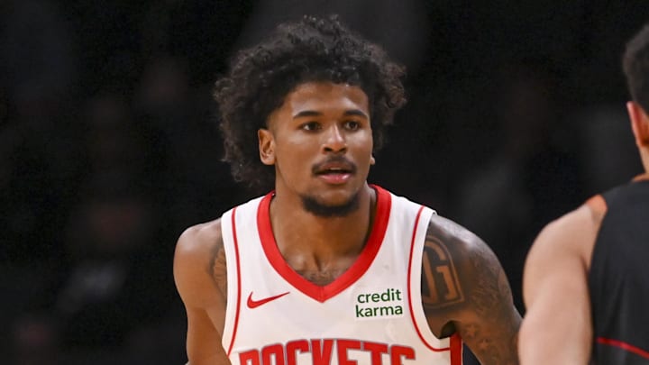 Mar 19, 2024; Washington, District of Columbia, USA; Houston Rockets guard Jalen Green (4) looks to pass during the second half against the Washington Wizards at Capital One Arena. Mandatory Credit: Tommy Gilligan-Imagn Images Mar 19, 2024; Washington, District of Columbia, USA; Houston Rockets guard Jalen Green (4) looks to pass during the second half against the Washington Wizards at Capital One Arena. Mandatory Credit: Tommy Gilligan-Imagn Images