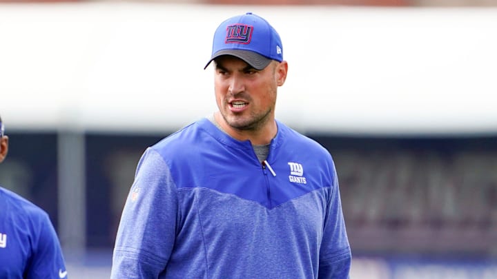 New York Giants offensive coordinator Mike Kafka on the field during the second day of training camp at the Quest Diagnostics Training Center in East Rutherford on Thursday, July 28, 2022.

Football Giants Training Camp