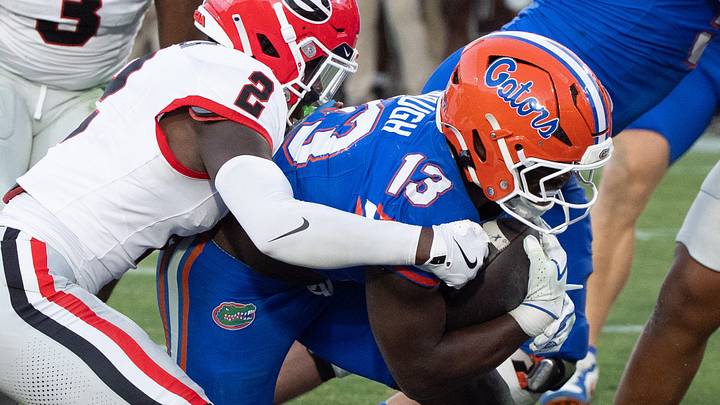 Florida Gators running back Jadan Baugh will be a key factor in the game against the Georgia Bulldogs. Florida Gators running back Jadan Baugh will be a key factor in the game against the Georgia Bulldogs.