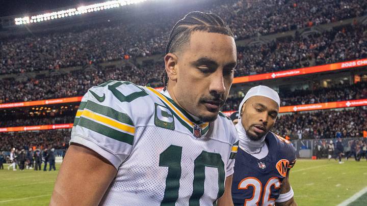 Green Bay Packers quarterback Jordan Love (10) walks off the field after their wild card playoff game Saturday, January 10, 2026 at Soldier Field in Chicago, Illinois. The Chicago Bears beat the Green Bay Packers 31-27.