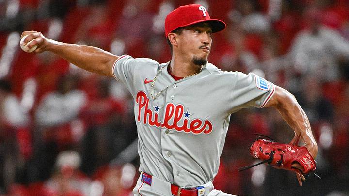 Aug 11, 2026; St. Louis, Missouri, USA; Philadelphia Phillies pitcher Alex McFarlane (71) throws against the St. Louis Cardinals during the seventh inning at Busch Stadium. Mandatory Credit: Jeff Curry-Imagn Images Aug 11, 2026; St. Louis, Missouri, USA; Philadelphia Phillies pitcher Alex McFarlane (71) throws against the St. Louis Cardinals during the seventh inning at Busch Stadium. Mandatory Credit: Jeff Curry-Imagn Images