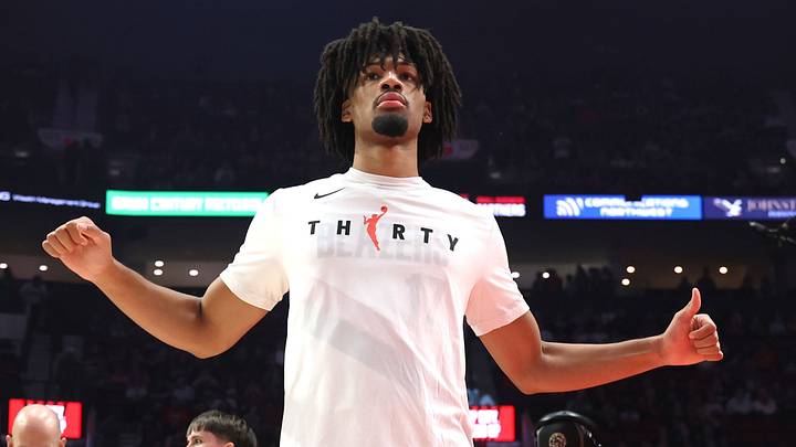 Apr 10, 2026; Portland, Oregon, USA; Portland Trail Blazers guard Shaedon Sharpe (17) stretches before playing against the LA Clippers at Moda Center. Mandatory Credit: Jaime Valdez-Imagn Images Apr 10, 2026; Portland, Oregon, USA; Portland Trail Blazers guard Shaedon Sharpe (17) stretches before playing against the LA Clippers at Moda Center. Mandatory Credit: Jaime Valdez-Imagn Images