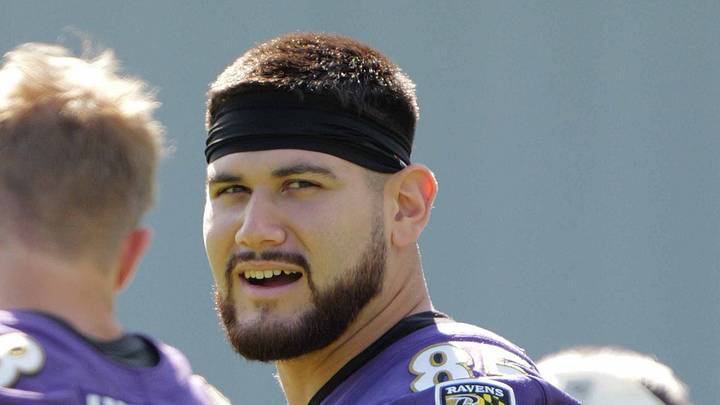 Jul 30, 2026; Owings Mills, MD, USA; Baltimore Ravens tight end Josh Cuevas (85) during practice drills at Under Armour Peformance Center. Mandatory Credit: Mitch Stringer-Imagn Images