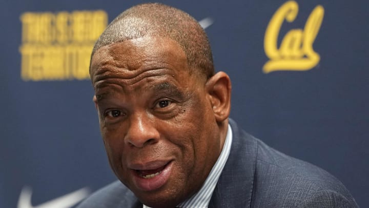 Jan 17, 2026; Berkeley, California, USA; North Carolina Tar Heels head coach Hubert Davis talks to media members after the game against the California Golden Bears at Haas Pavilion. Mandatory Credit: Darren Yamashita-Imagn Images