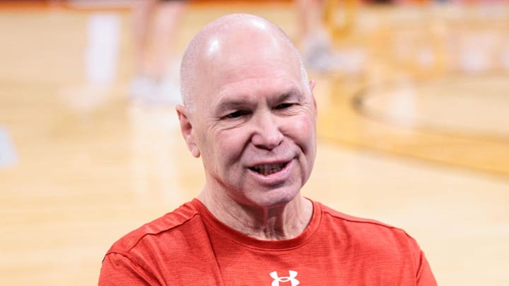 Mar 18, 2026; Oklahoma City, OK, USA; Saint Mary's Gaels head coach Randy Bennett speaks to reporters during a practice session ahead of the first round of the men's 2026 NCAA Tournament at Paycom Center. Mandatory Credit: William Purnell-Imagn Images