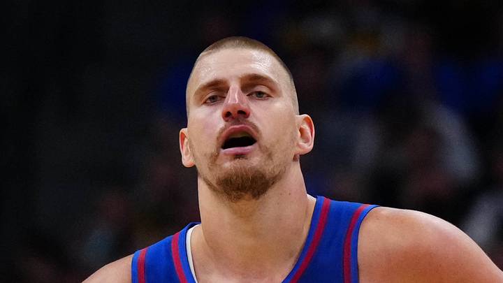 Denver Nuggets center Nikola Jokic (15) reacts in the second half against the Minnesota Timberwolves during game two of the first round of the 2026 NBA Playoffs at Ball Arena on Apr 20, 2026.