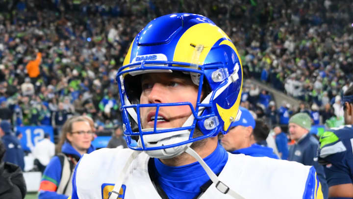 Jan 25, 2026; Seattle, WA, USA; Los Angeles Rams quarterback Matthew Stafford (9) leaves the field after the 2026 NFC Championship Game against the Seattle Seahawks at Lumen Field. Mandatory Credit: Steven Bisig-Imagn Images Jan 25, 2026; Seattle, WA, USA; Los Angeles Rams quarterback Matthew Stafford (9) leaves the field after the 2026 NFC Championship Game against the Seattle Seahawks at Lumen Field. Mandatory Credit: Steven Bisig-Imagn Images