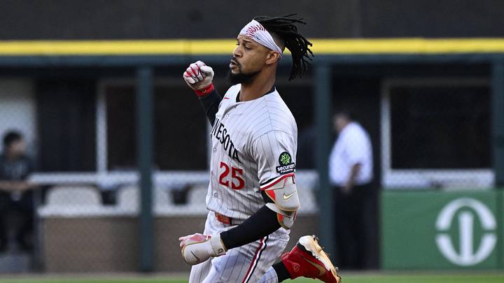 May 27, 2026; Chicago, Illinois, USA; Minnesota Twins center fielder Byron Buxton (25) rounds the bases after hitting a home run against the Chicago White Sox during the first inning at Rate Field. Mandatory Credit: Matt Marton-Imagn Images May 27, 2026; Chicago, Illinois, USA; Minnesota Twins center fielder Byron Buxton (25) rounds the bases after hitting a home run against the Chicago White Sox during the first inning at Rate Field. Mandatory Credit: Matt Marton-Imagn Images