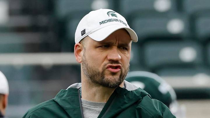 April 18, 2026; East Lansing, Mich.; Michigan State Spartans offensive line coach Nick Tabacca instructs players during MSU's "Spring Showcase" at Spartan Stadium. April 18, 2026; East Lansing, Mich.; Michigan State Spartans offensive line coach Nick Tabacca instructs players during MSU's "Spring Showcase" at Spartan Stadium.